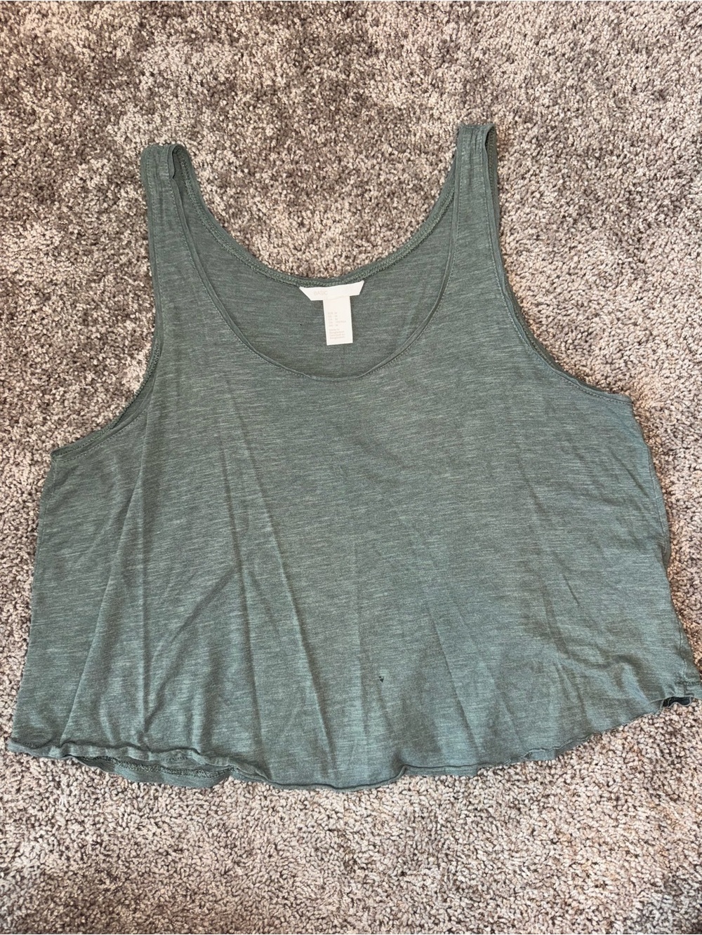 Women’s Medium H&M Basic Relaxed Fit Scoop Neck Tank Top in Heathered Green